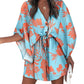 Women's V-Neck Tie Printed Beach Dress