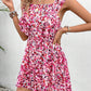 Sleeveless Square Collar Printed Elastic Waist Back Jumpsuit