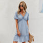Fashion Women's Wear Summer Short Sleeve Solid Color Dress