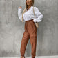 Fashion Ankle-tied Elastic Waist Pants Women