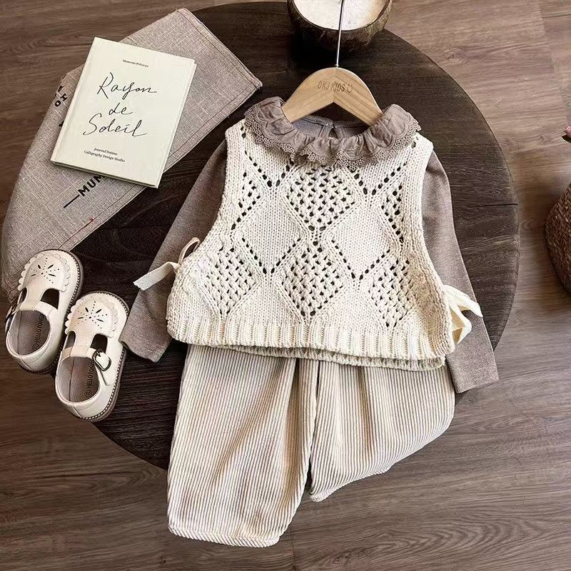 Costume trois pièces en velours côtelé printemps-automne