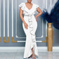V-neck Flounce Split Fishtail Skirt