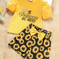 Solid Color Round Neck SUNFLOWER Short Sleeve Top Clothes