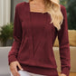 Casual Loose Stitching Long Sleeve T-shirt Women