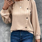 Women's Fastener Decoration Crew Neck Casual Solid Color Long-sleeved Shirt