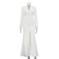 V-neck Long Sleeve High Waist Slit French Dress