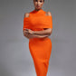 Shoulder-baring Slim-fit Solid Color Stretch Evening Dress