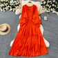 Designer-style Irregular Ruffled Patchwork Dress