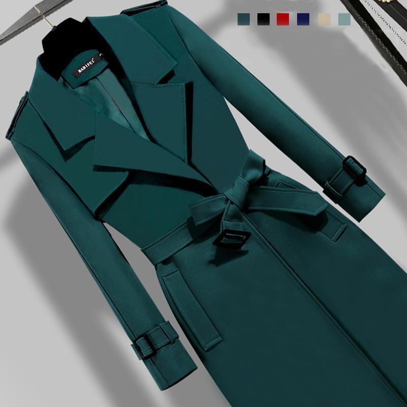 Trench-coat mi-long élégant et ajusté à la taille