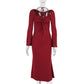 Robe d'automne moulante à manches longues et col licou pour femme