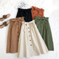 Jupe taille haute à simple boutonnage style preppy pour femme