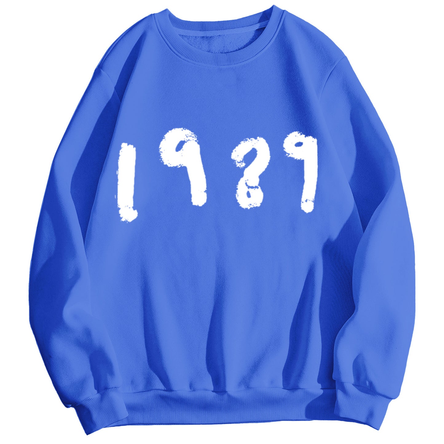 Pull décontracté à manches longues et col rond, style 1989