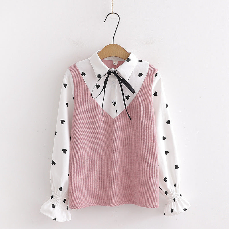 College Shirt Solid Color Cotton Long Sleeve