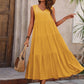 Women's Summer Solid Color And V-neck Layered Stitching Loose Dress