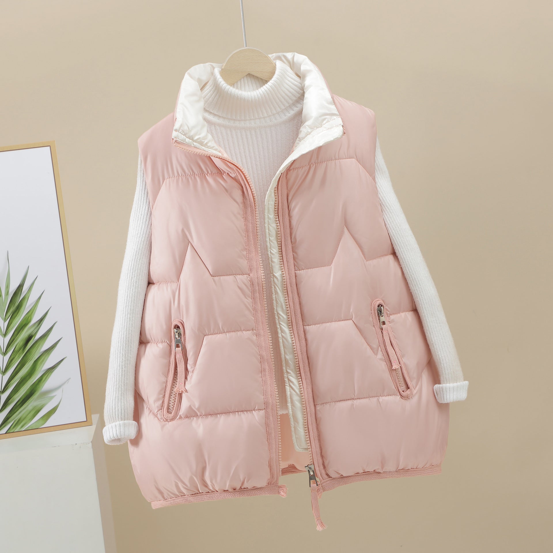 Women's Short Loose White Duck Down Vesttrendy Waistcoat