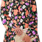 Elegant V-neck Flower Lace-up Long Sleeve Dress