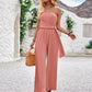 Women's Fashion Casual Pure Color Tube-top Tie Waist Slim Fit Bodysuit