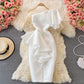 Women's Waist Three-dimensional Ruffled Slanted Shoulder Dress