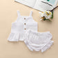 New Girls' Casual Suit Candy Color Suspender Shorts Two-piece Set