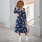 Autumn New European And American Women's Clothing Cross-border Long Sleeve Flower Print Dress