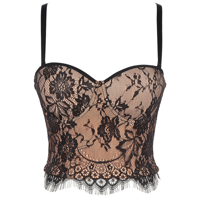 Lace Halter Beauty Back Wrap Bra To Prevent Nakedness