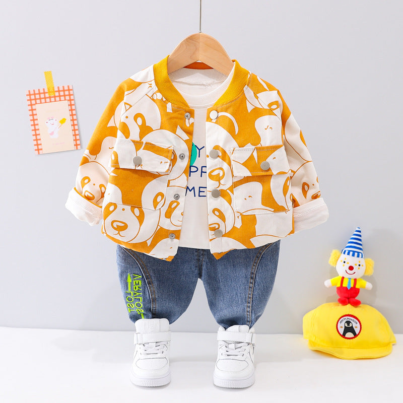 New Fashion Personality Boys Autumn Jacket Set