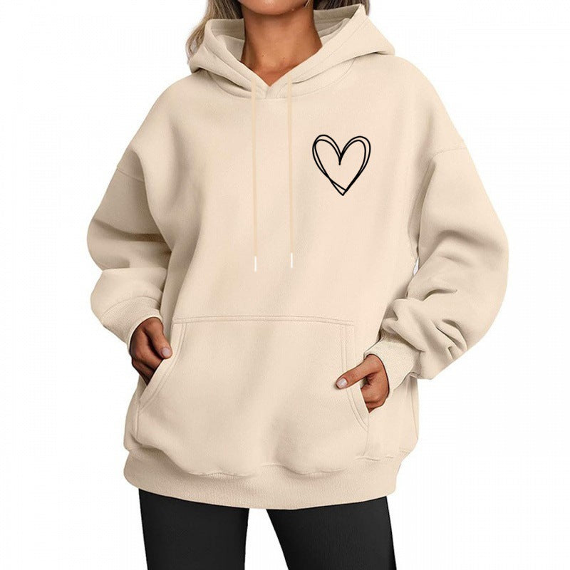 Sweat à capuche brossé style coréen pour femme, style décontracté