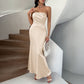 Tube-top Figure-hugging Solid-color Dress