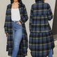 Fashion Plaid Button Pockets Long Sleeve Jacket Waist Coat