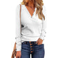 Button V-neck Versatile Long-sleeved T-shirt