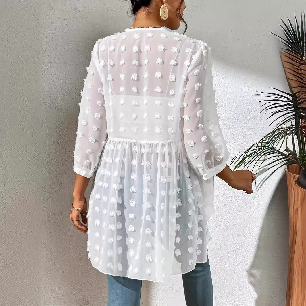 Polka Dot Open Front Coat