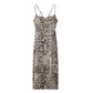 Female Animal Print Backless Dress