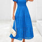 Square Collar Puff Sleeve Pleating Mesh Short Sleeve Dress