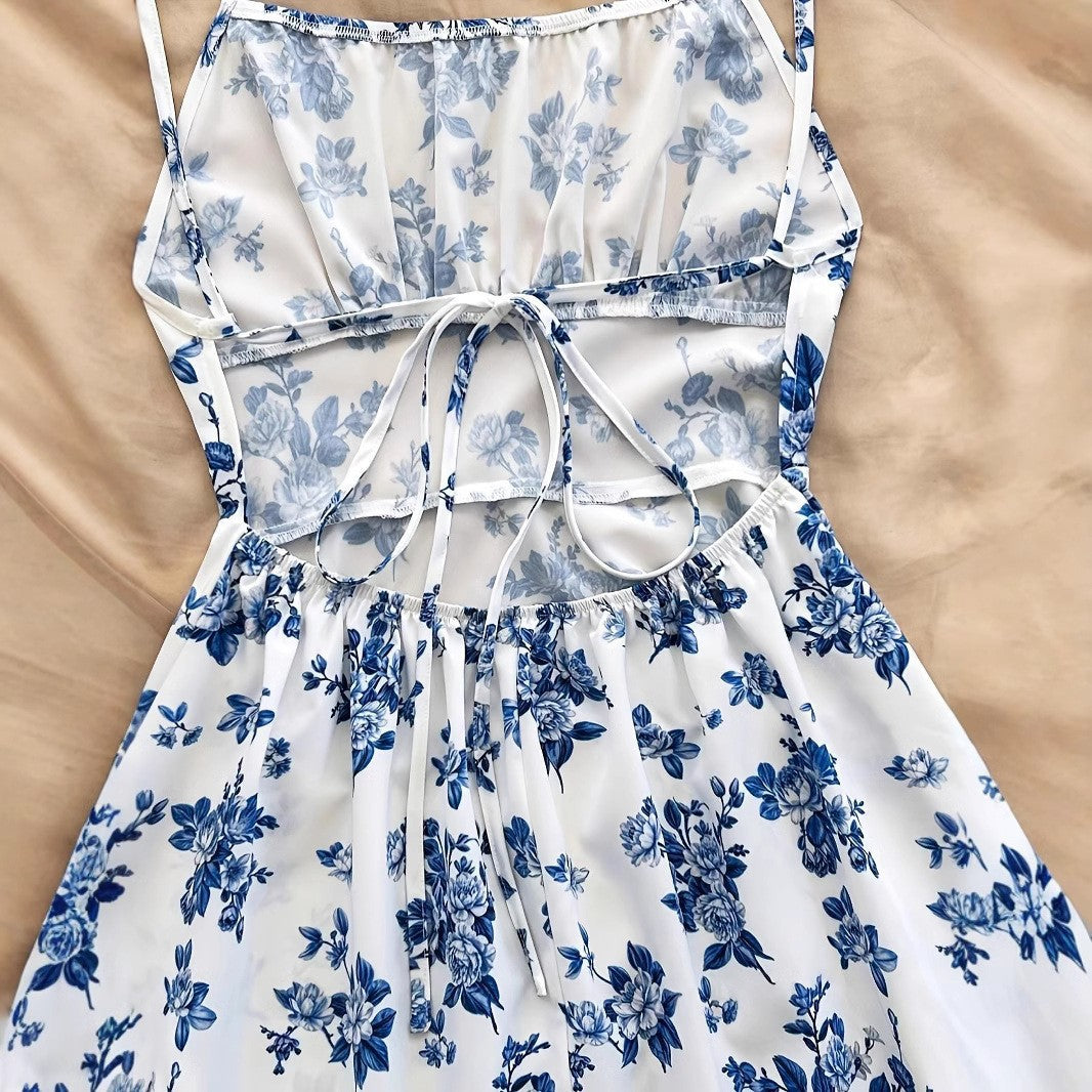 Womens Waist-Cinching Figure-Lifting Floral Sleeveless Slip Dress
