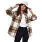 Women's Autumn And Winter Loose Lapel Long-sleeved Plaid Shirt Coat