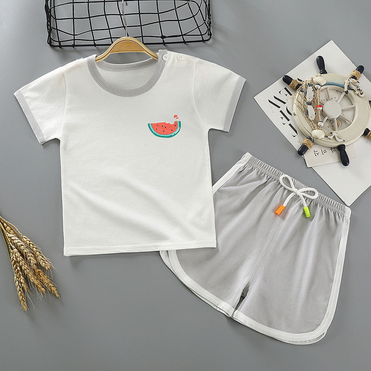 Costume à manches courtes pour enfant Costume deux pièces en coton