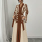 Women's V-neck Long Cardigan Printed Flared Long-sleeve Lace-up Dress