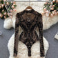 Women's All-in-one See-through Long-sleeved Slim Bottoming Top