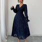 Elegant And Stylish Deep V Lace Long Sleeve Dress For Women