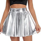 Women's Fashion High Waist Mini Glossy Stretch Flare Skirt