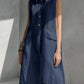 Women's Lapel-collar Sleeveless Casual Loose Cotton-linen Dress