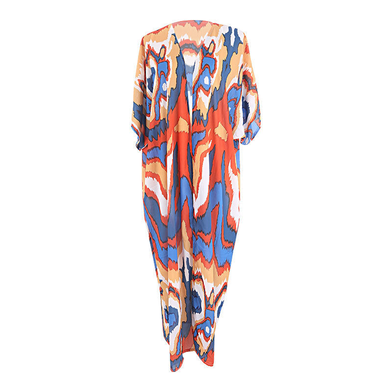 Mid Length Beach Blouse Printed Sun Protection Jacket