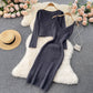 Vintage Cropped Top Sling V-Neck Dress Stacked Two Piece Suit