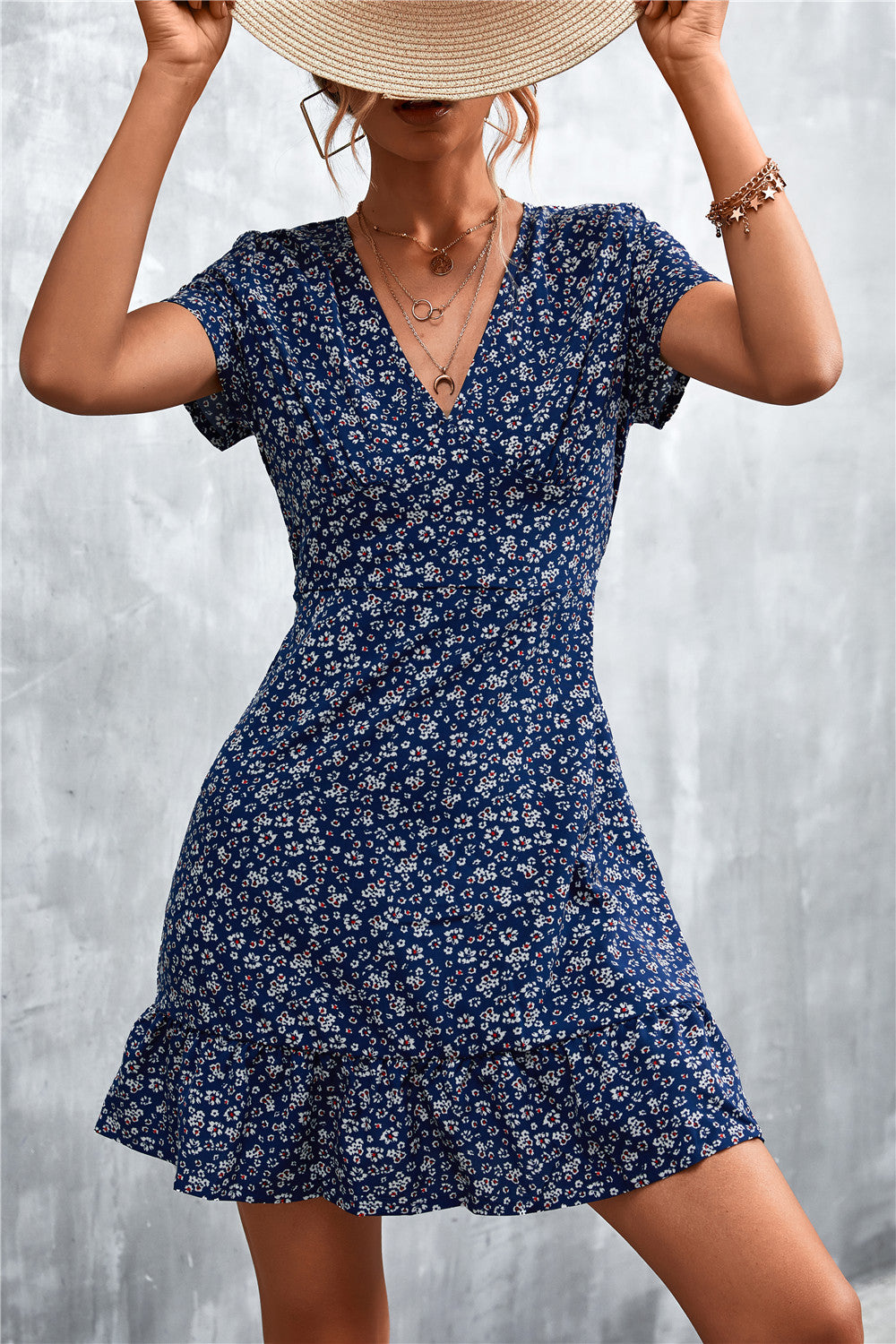 Women's Fashion Personality V-neck Floral Dress