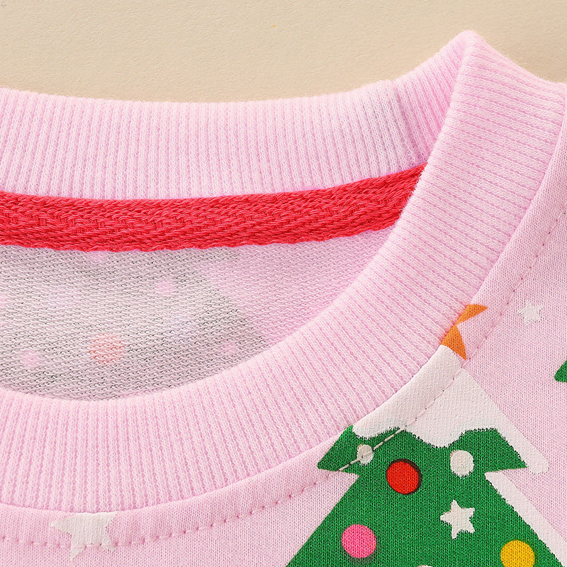 European And American Children Christmas Tree Printed Long-sleeved Pullover