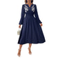 Small V-neck Embroidery Waist-tight Dress Women