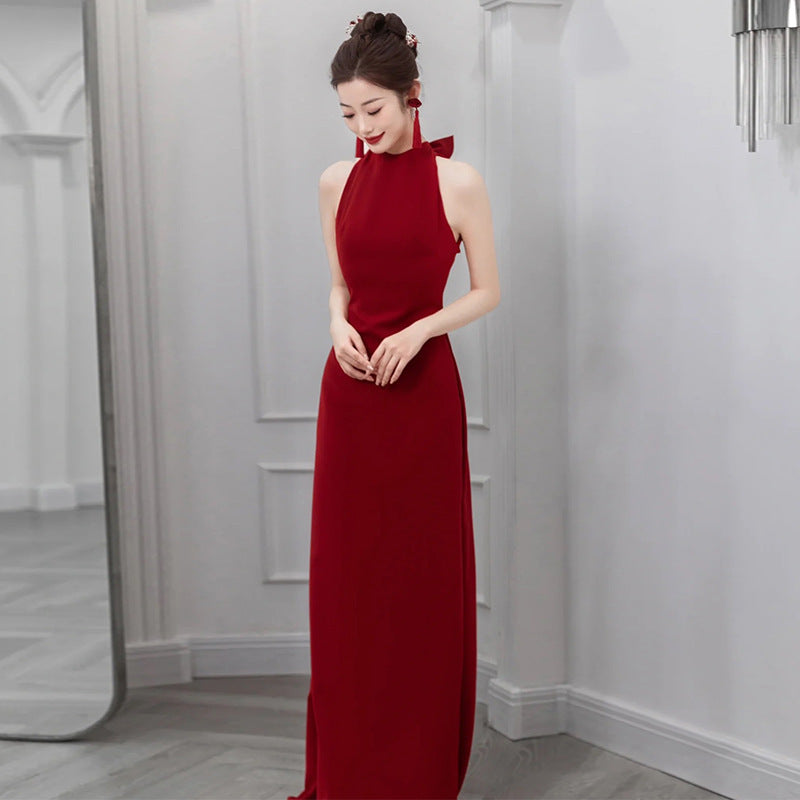 Women's Banquet Neck Hanging Evening Dress