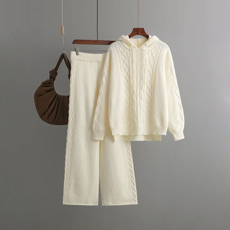 Draping Wide-leg Trousers Twist Two-piece Suit Fashion