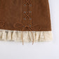 Ladies Fashion Patchwork Tie Corduroy Skirt