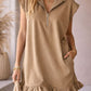 V-Neck Sleeveless Dress - Women's Casual Summer Dress With Two Front Pockets And Back Zipper Closure For Daily Wear